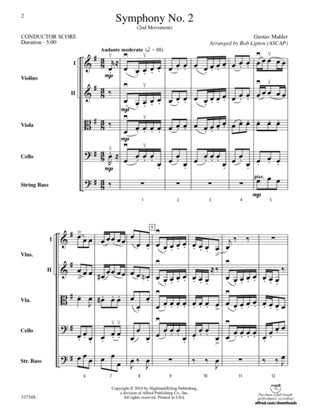 Symphony No. 2 (2nd Movement): Score