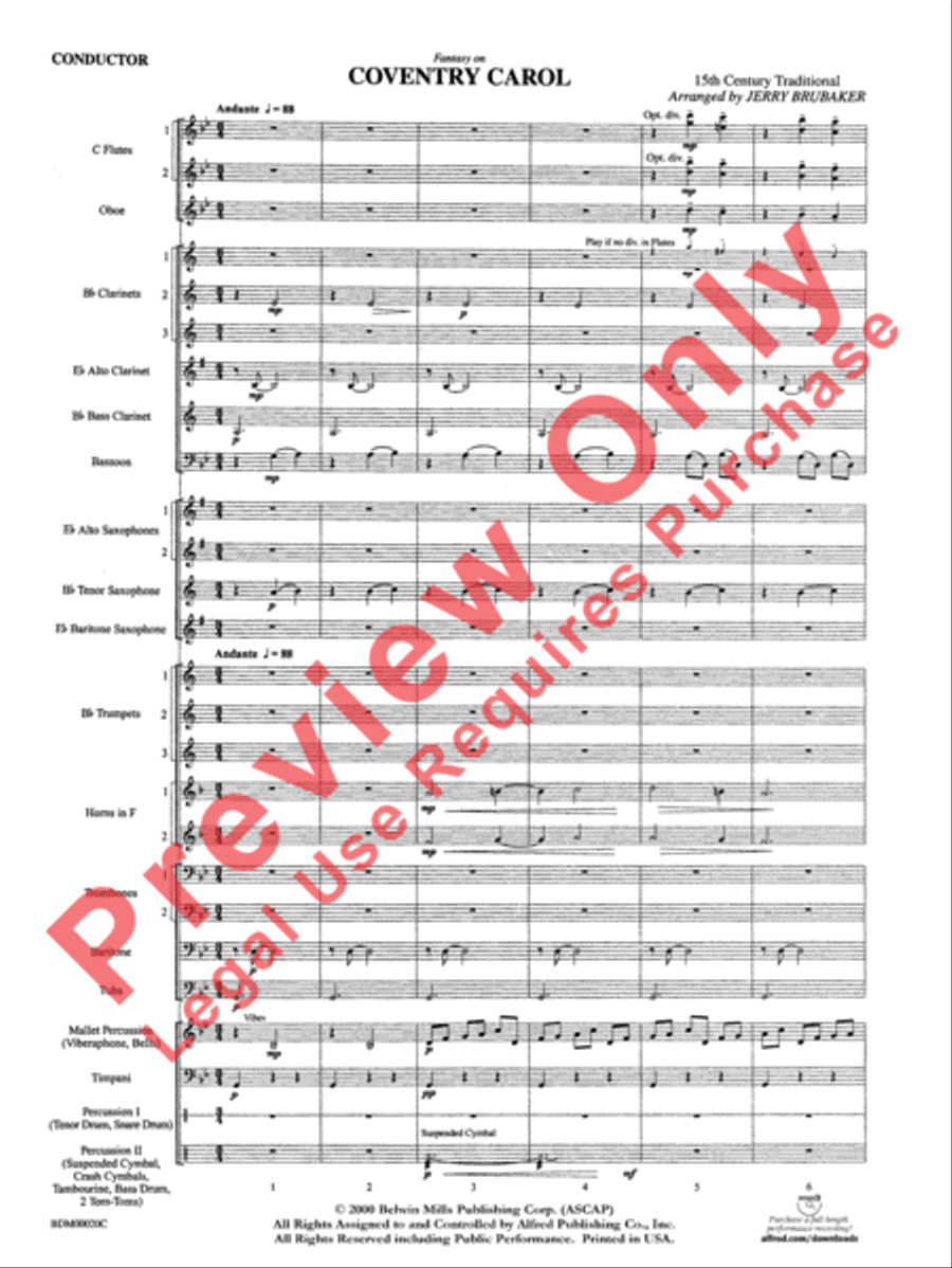 Coventry Carol Concert Band scores gallery preview page 3