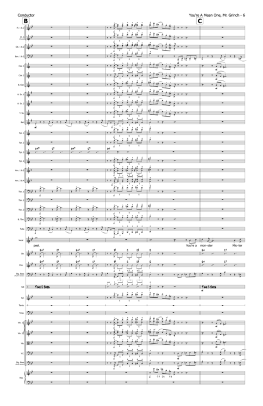 You're A Mean One, Mr. Grinch - Score Only Full Orchestra scores gallery preview page 6