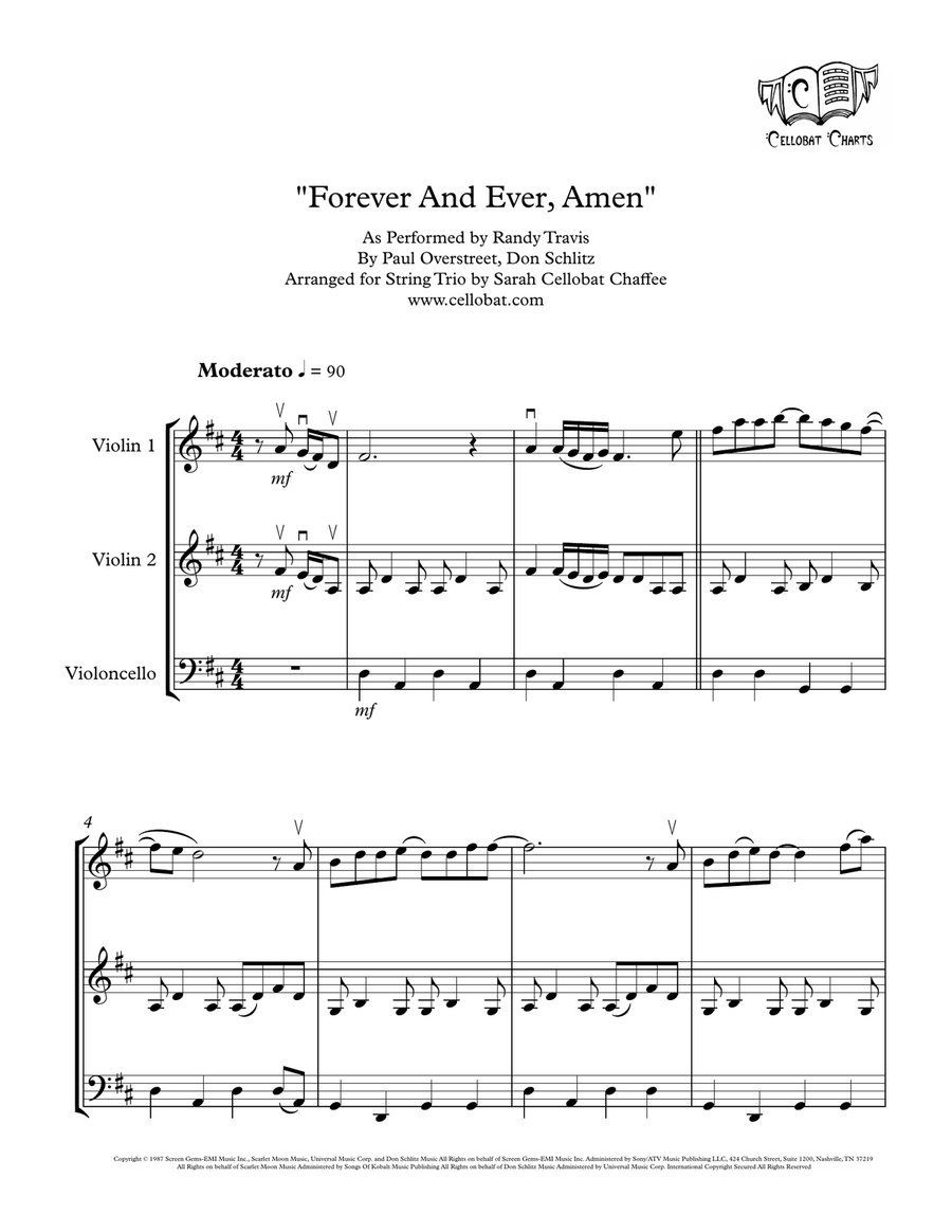 Forever And Ever, Amen String Trio scores gallery preview page 1