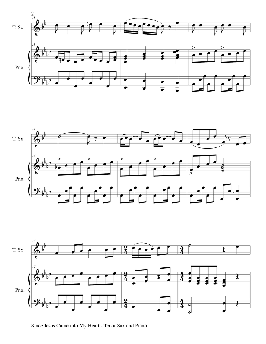 GOSPEL HYMN SUITE (For Tenor Sax & Piano with Score & Tenor Sax Part) Tenor Saxophone scores gallery preview page 3