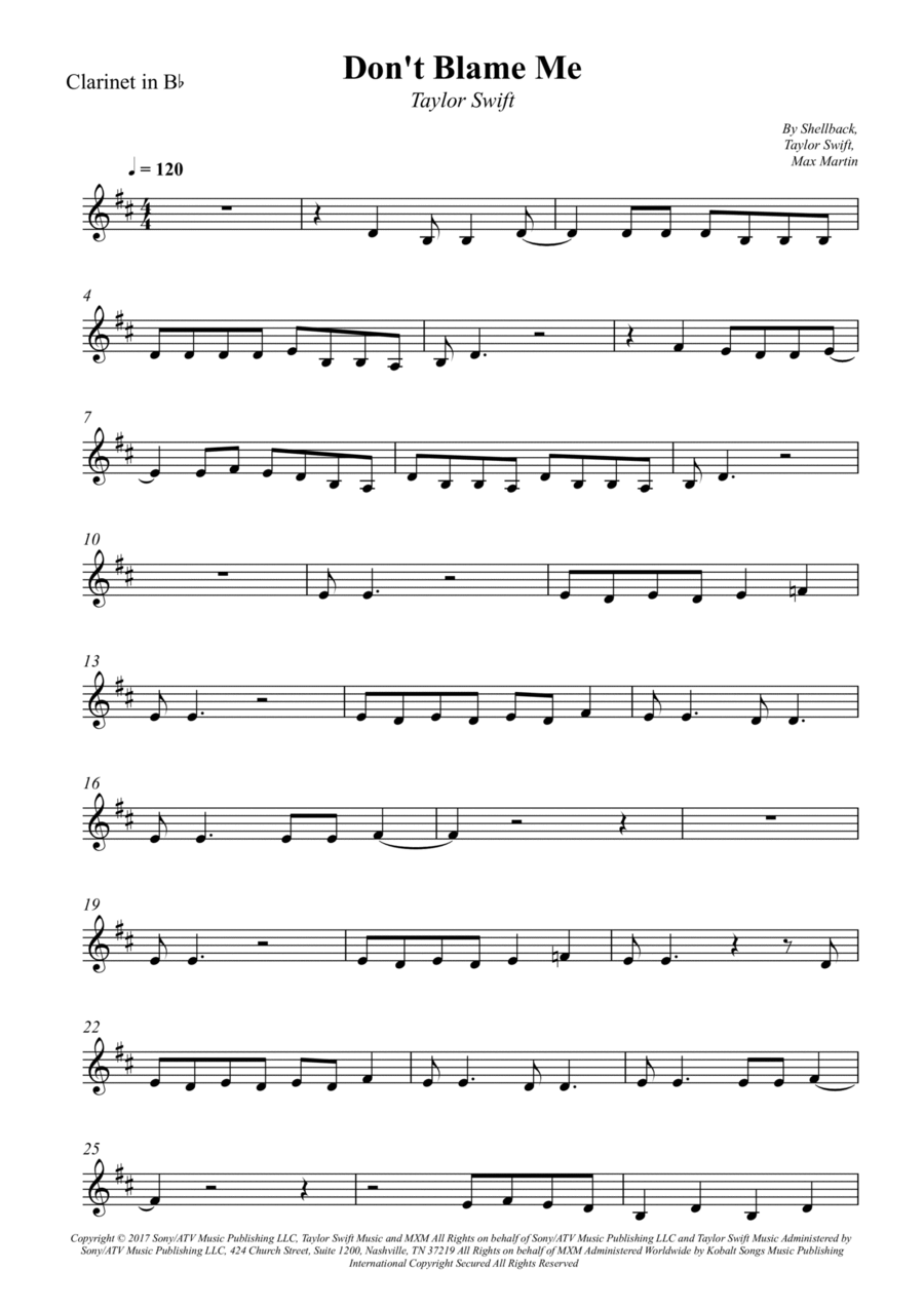 Don't Blame Me B-Flat Clarinet scores gallery preview page 1