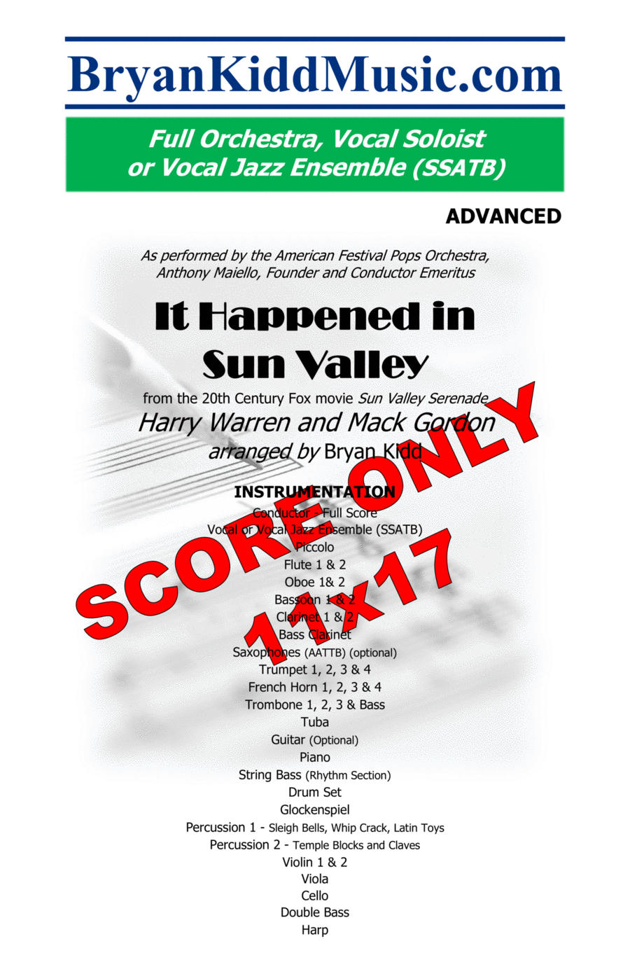 It Happened In Sun Valley - Score Only Full Orchestra scores gallery preview page 1