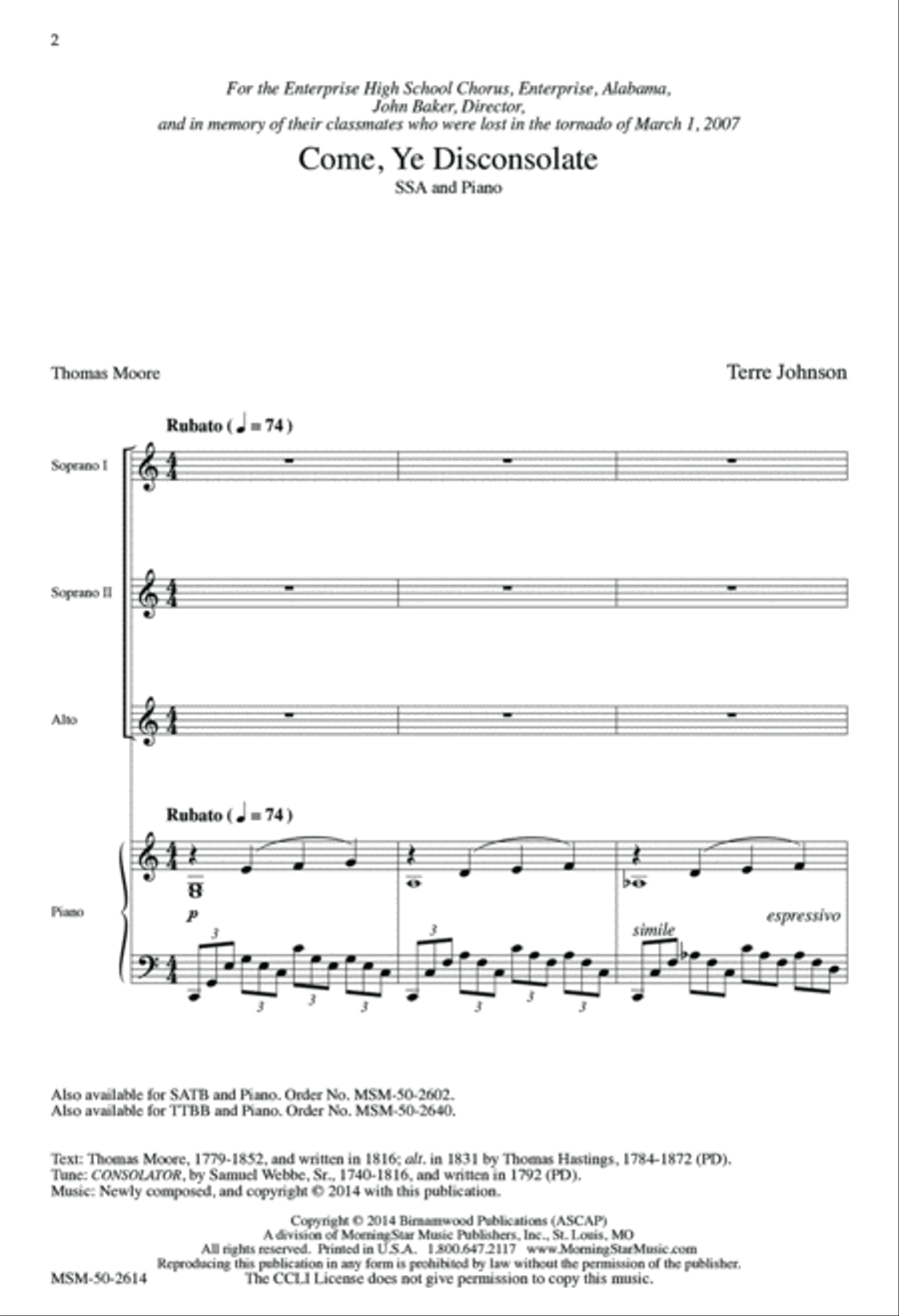 Come, Ye Disconsolate SSA scores gallery preview page 2