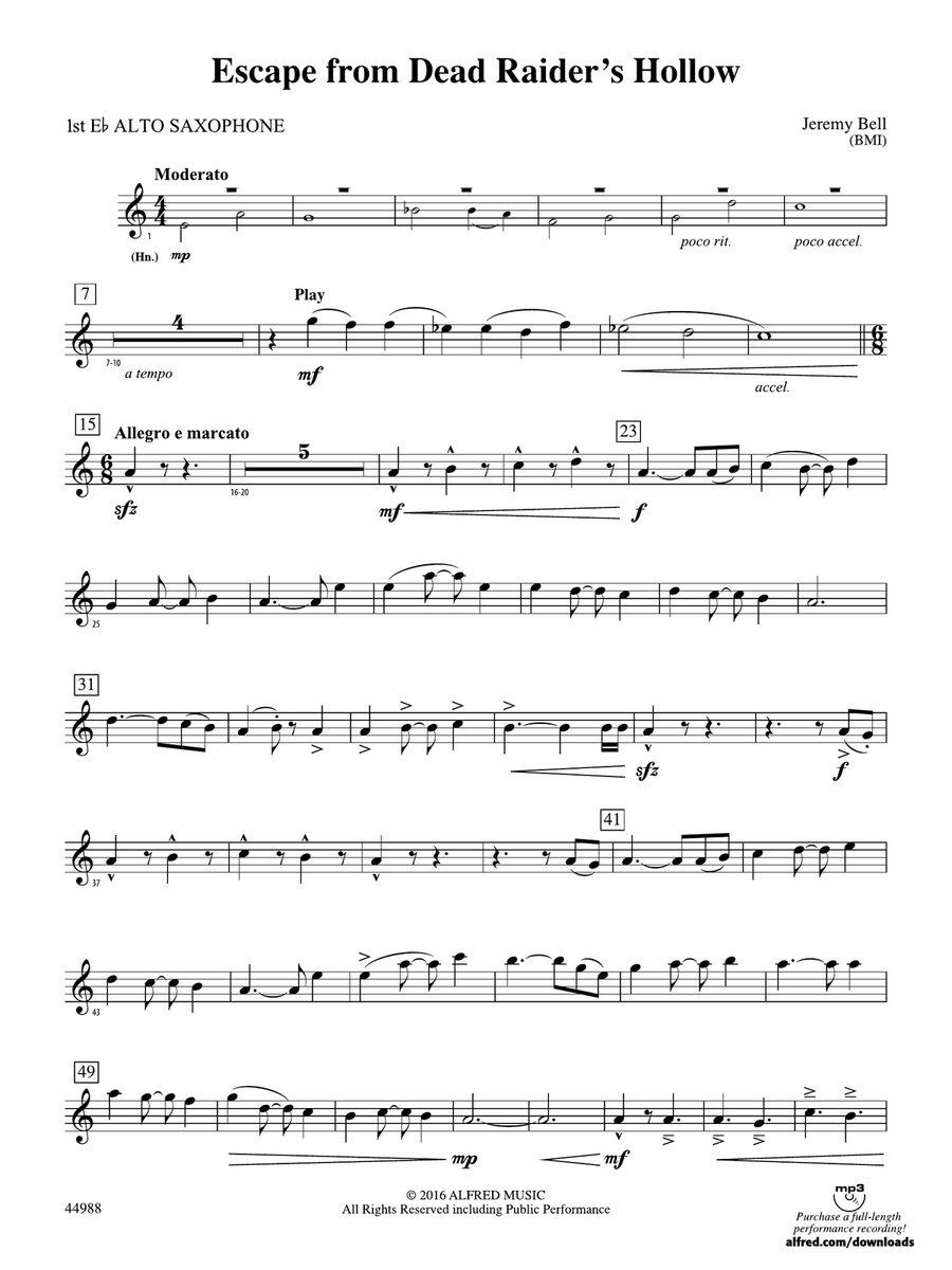 Escape from Dead Raider's Hollow: E-flat Alto Saxophone
