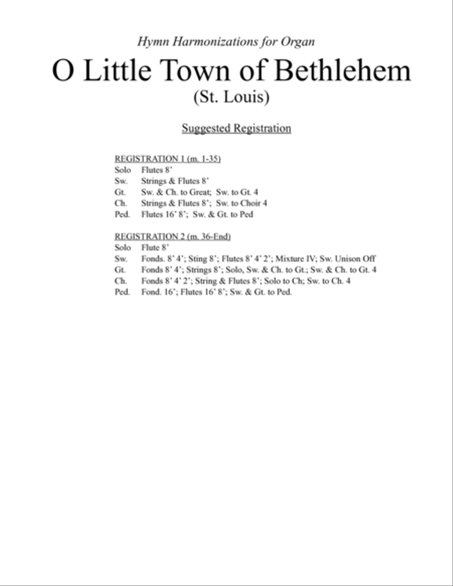 O Little Town of Bethlehem - Christmas Hymn Harmonization for Organ Organ Solo scores gallery preview page 3