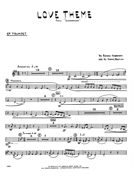 Love Theme From Scheherazade - 4th Bb Trumpet