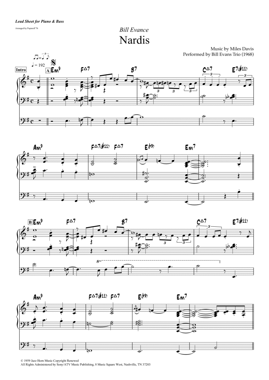 Nardis Piano Solo scores gallery preview page 1