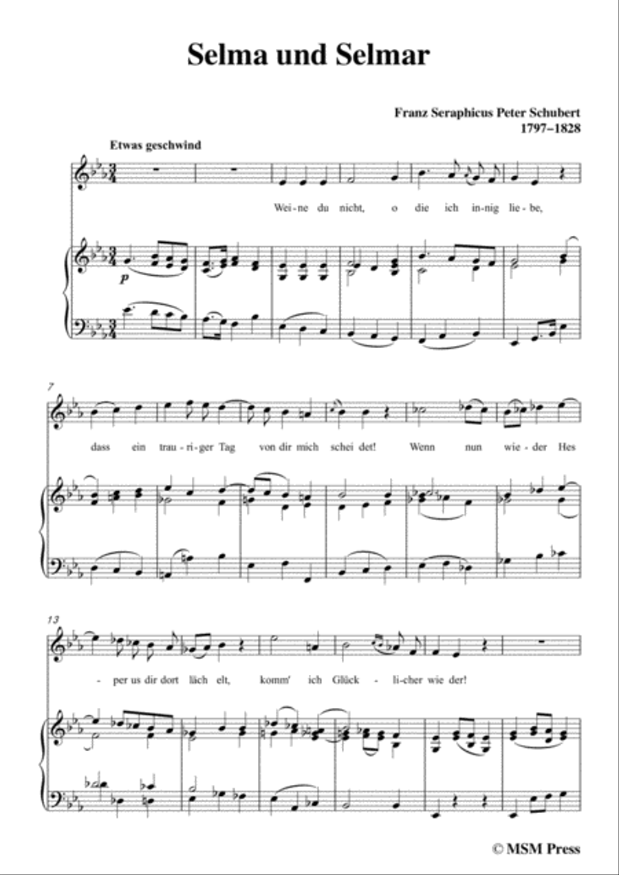 Schubert-Selma und Selmar,in E flat Major,for Voice&Piano Voice scores gallery preview page 3