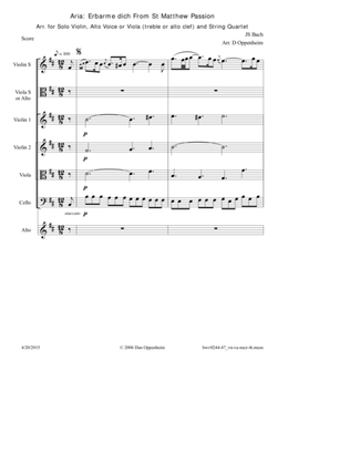 Bach: Aria - "Erbarme dich" From The St Matthew Passion (BWV 244) arr. for Violin Solo, Viola Solo a