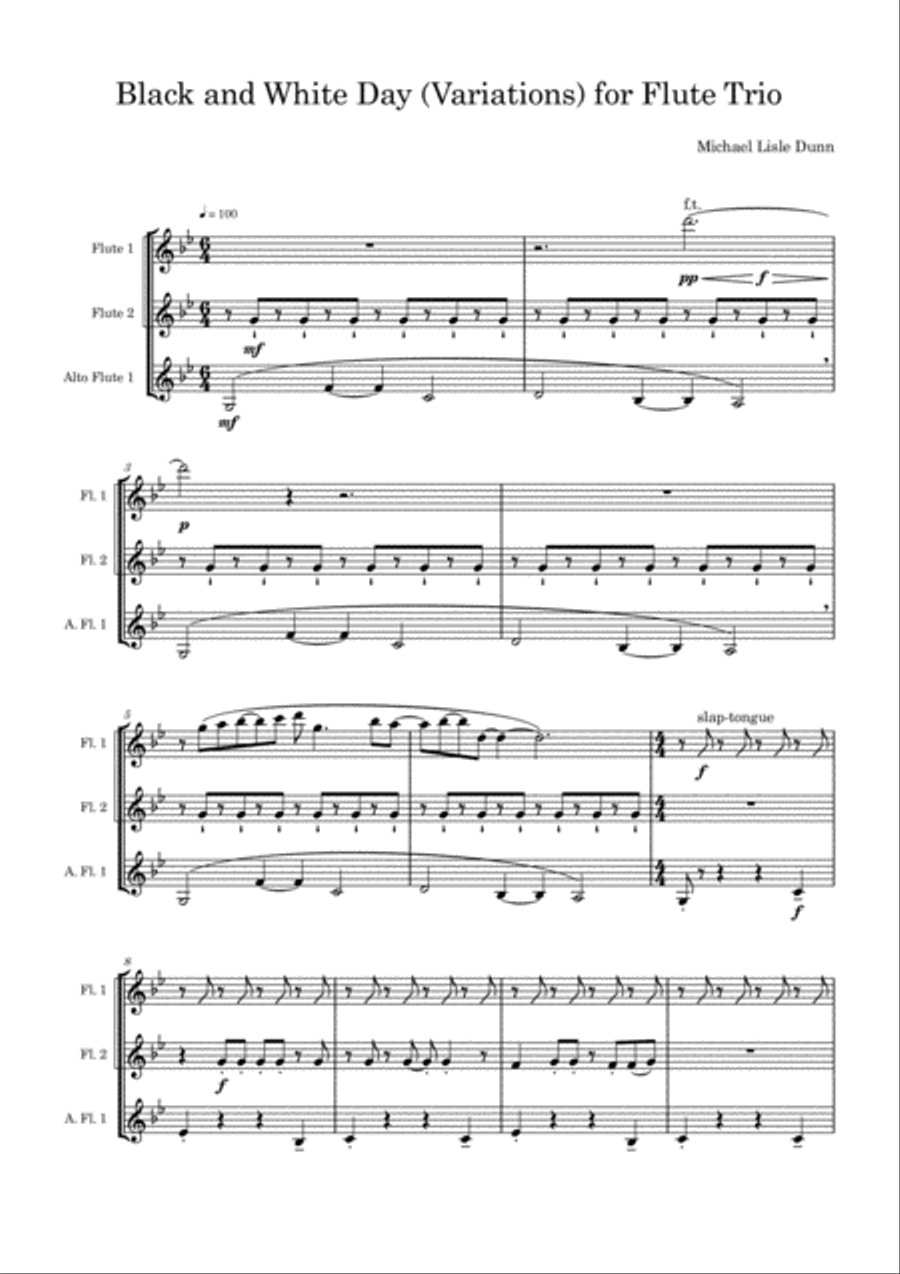 Black and White Variations for Flute Trio Flute Trio scores gallery preview page 2