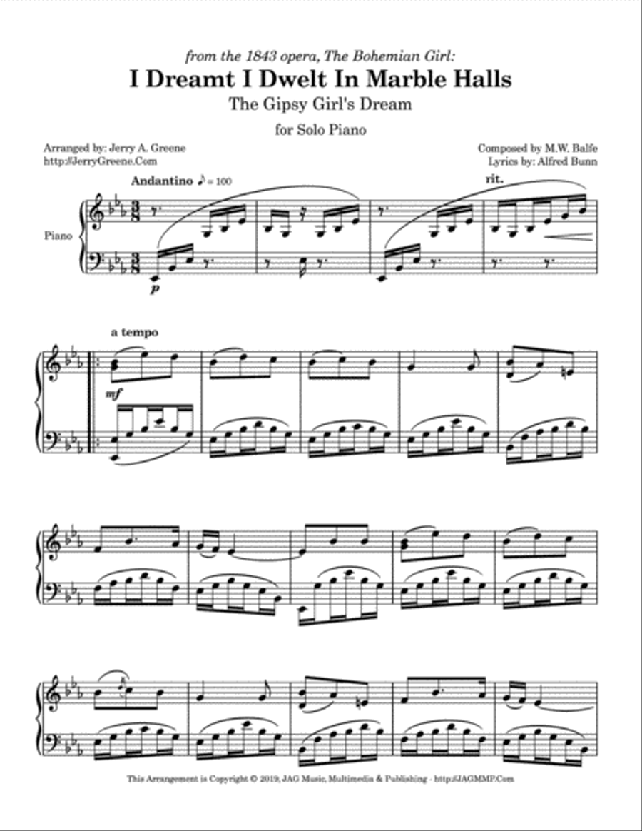 I Dreamt I Dwelt in Marble Halls Piano Solo scores gallery preview page 2