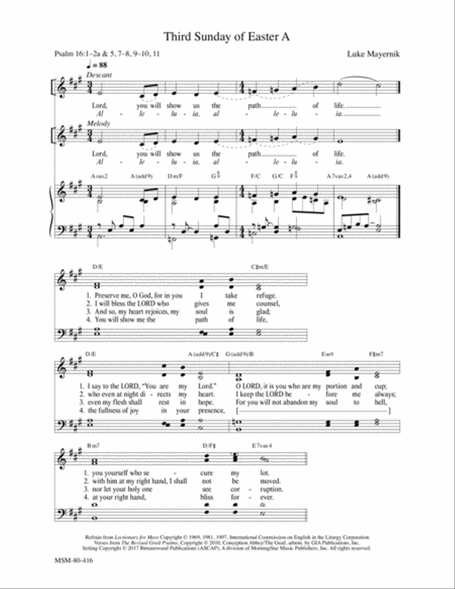 Third Sunday of Easter A 4-Part scores gallery preview page 1