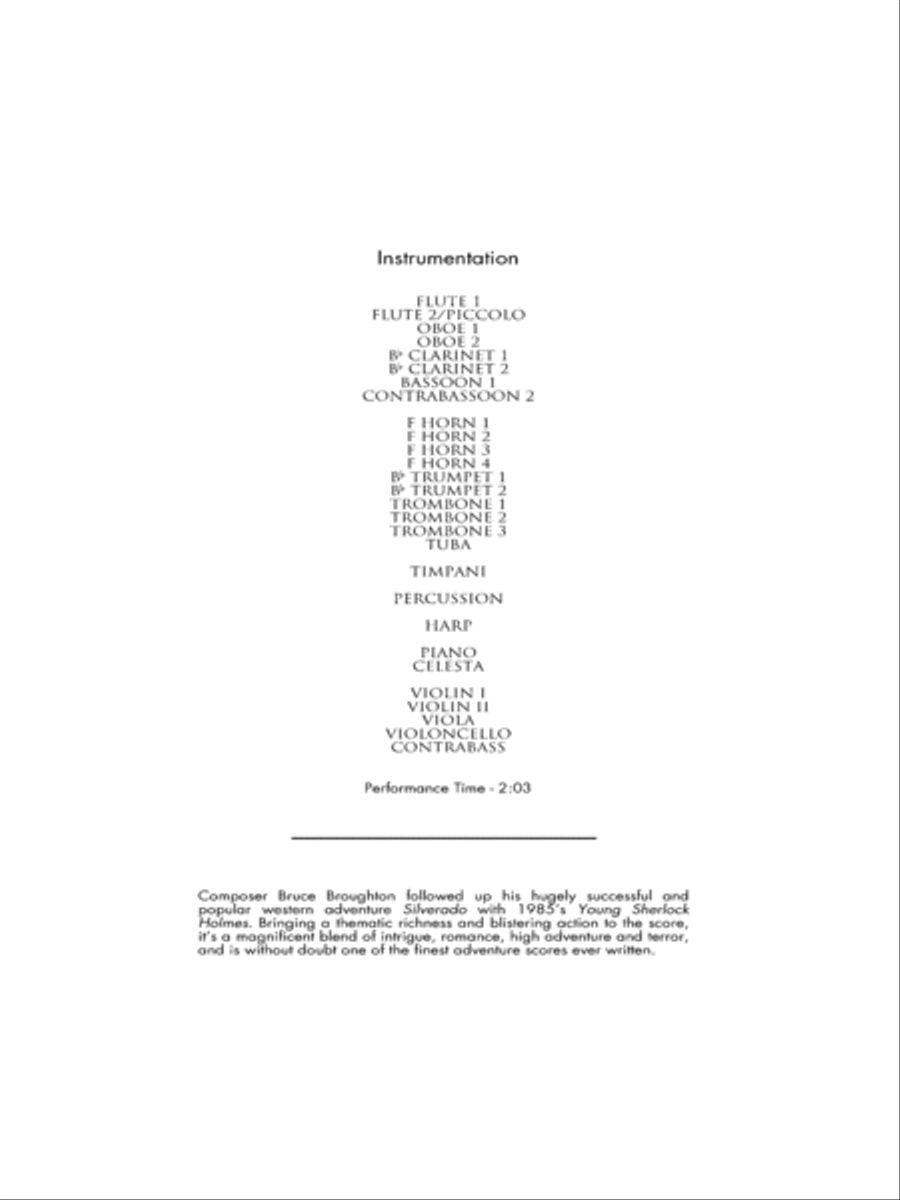Young Sherlock Holmes Main Theme - Score Only Full Orchestra scores gallery preview page 2
