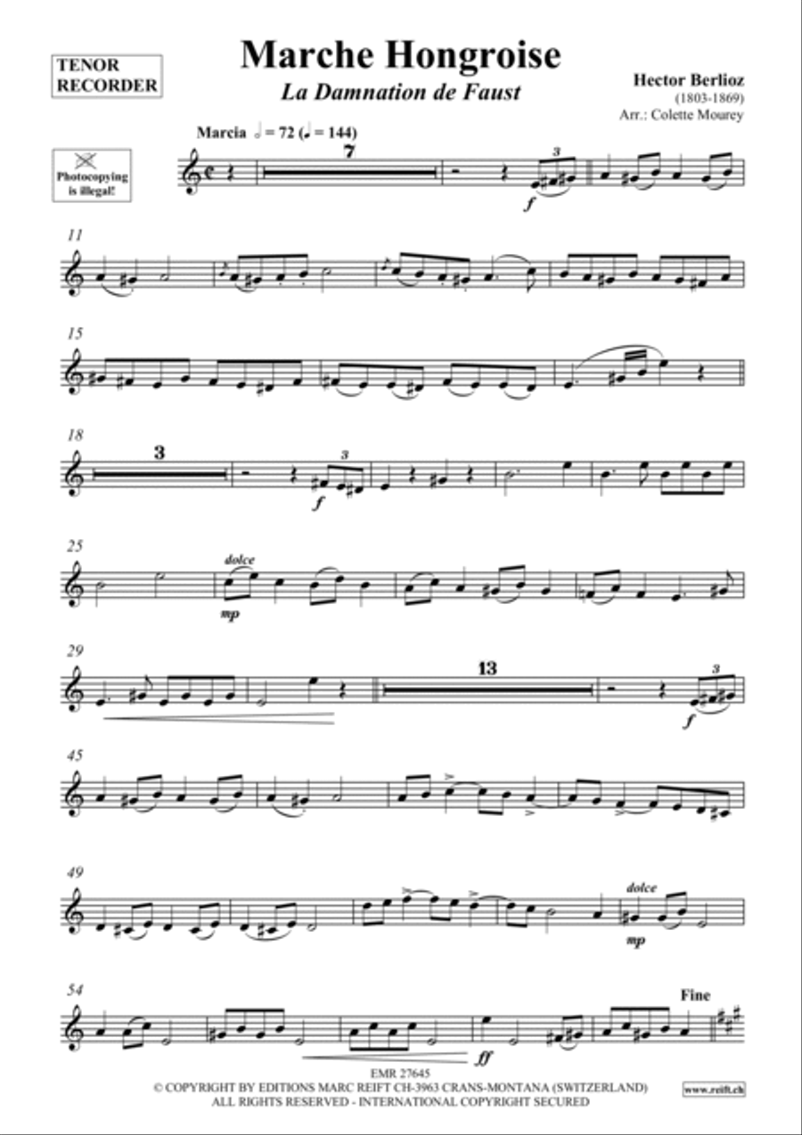 Marche Hongroise Tenor Recorder scores gallery preview page 2