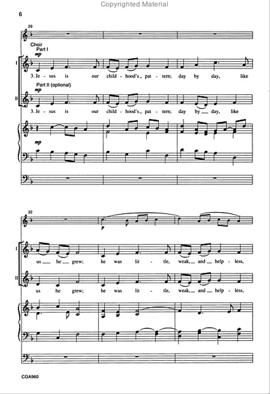 Once In Royal David's City Unison Choir scores gallery preview page 5