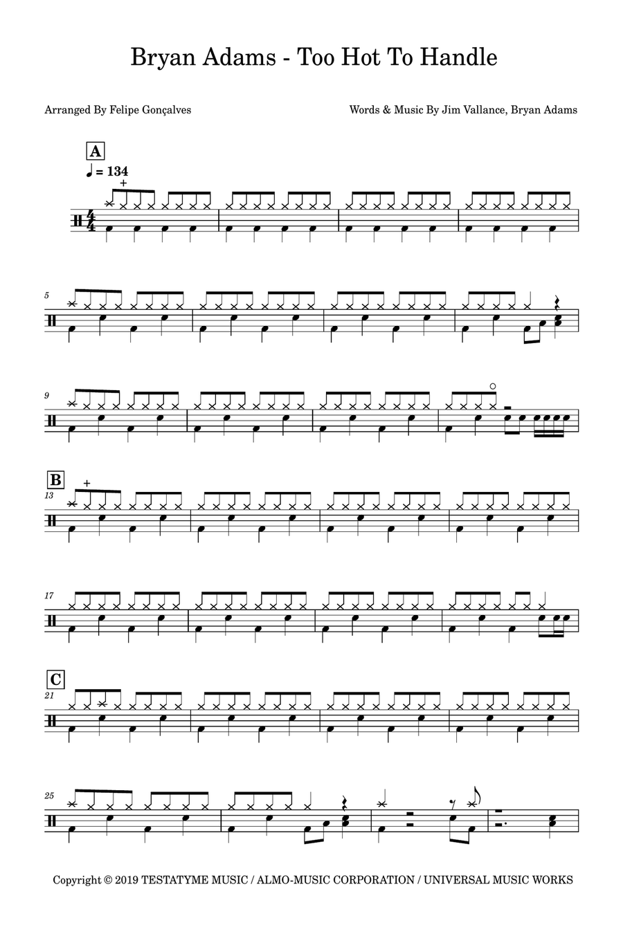 Too Hot To Handle Too Hot To Handle Drum Set scores gallery preview page 1