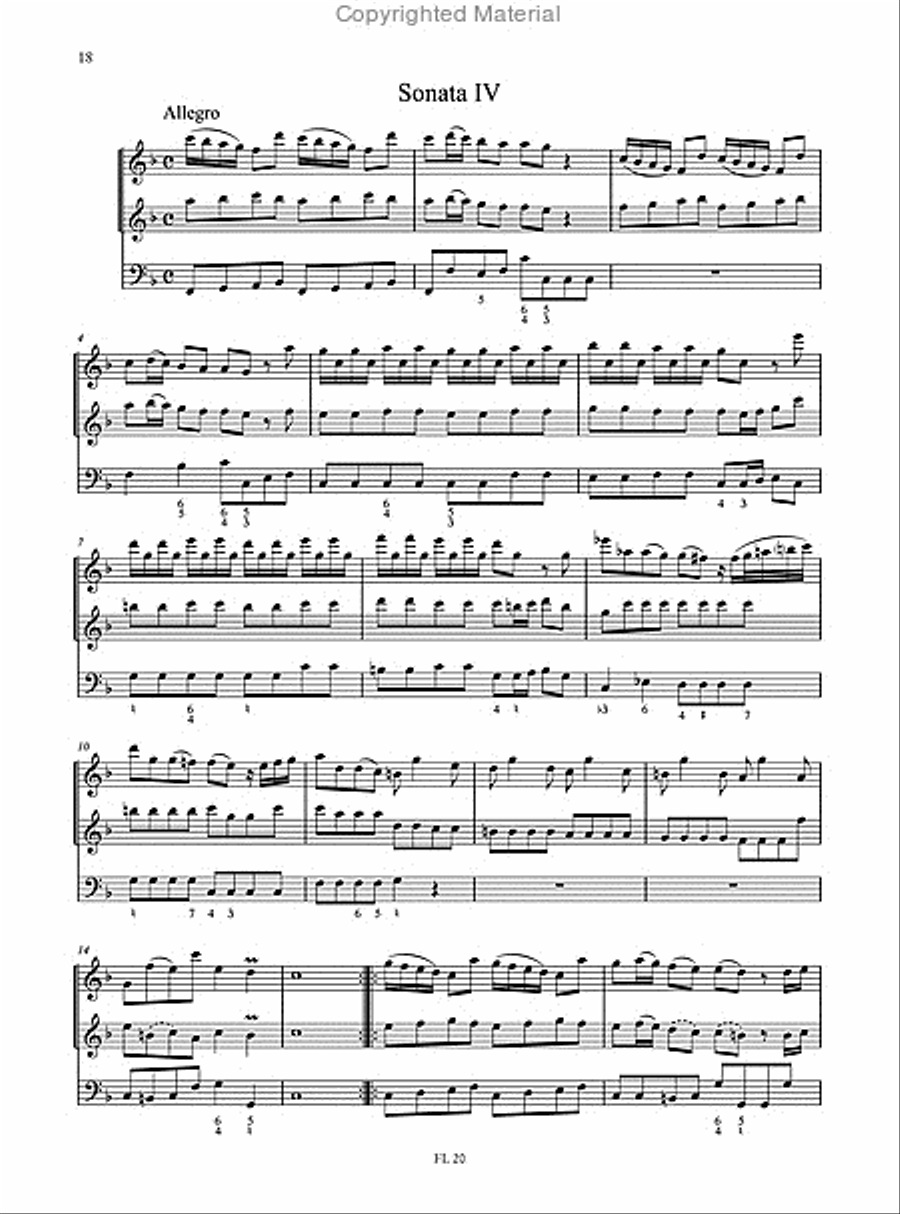 12 Trio Sonatas (London 1727) for 2 Treble Recorders (2 Violins) and Continuo - Vol. 1: Sonatas I-VI Alto Recorder scores gallery preview page 5
