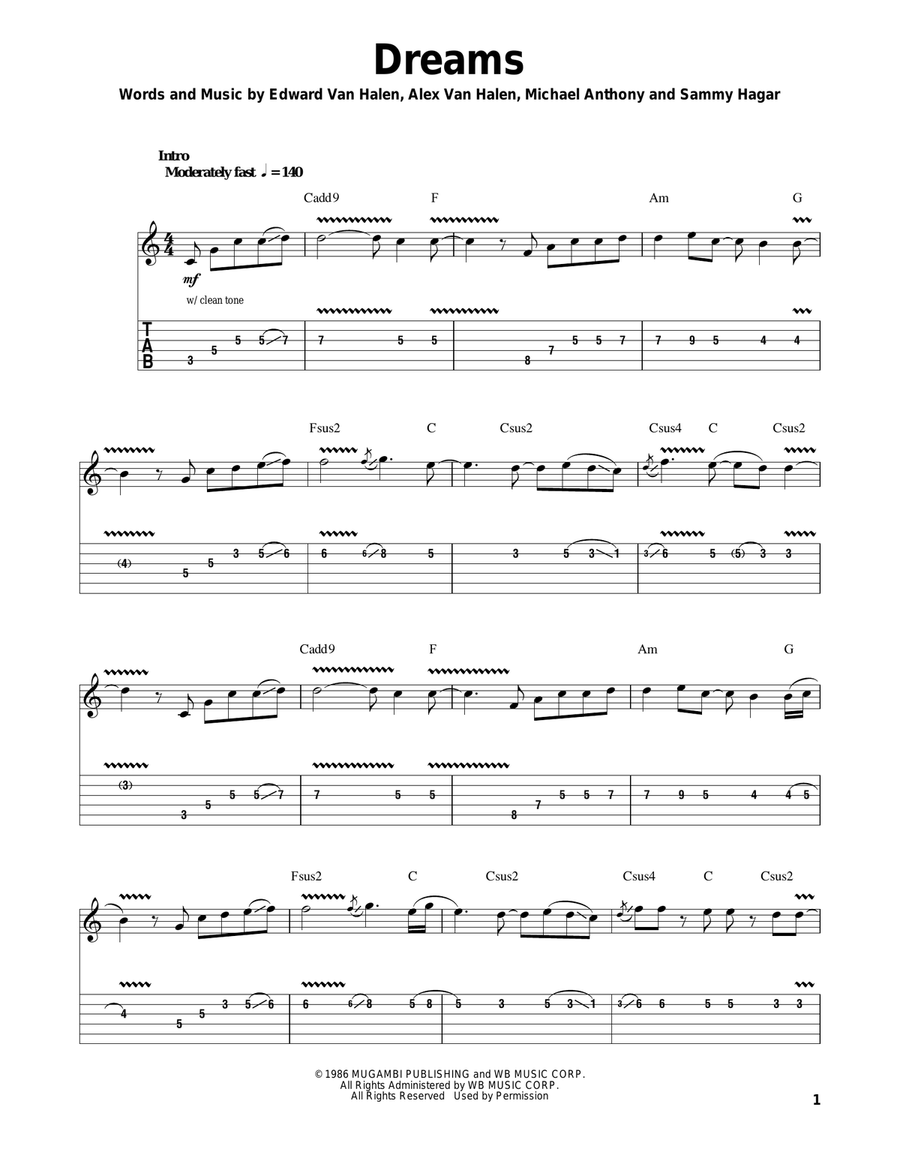 Dreams Acoustic Guitar scores gallery preview page 1