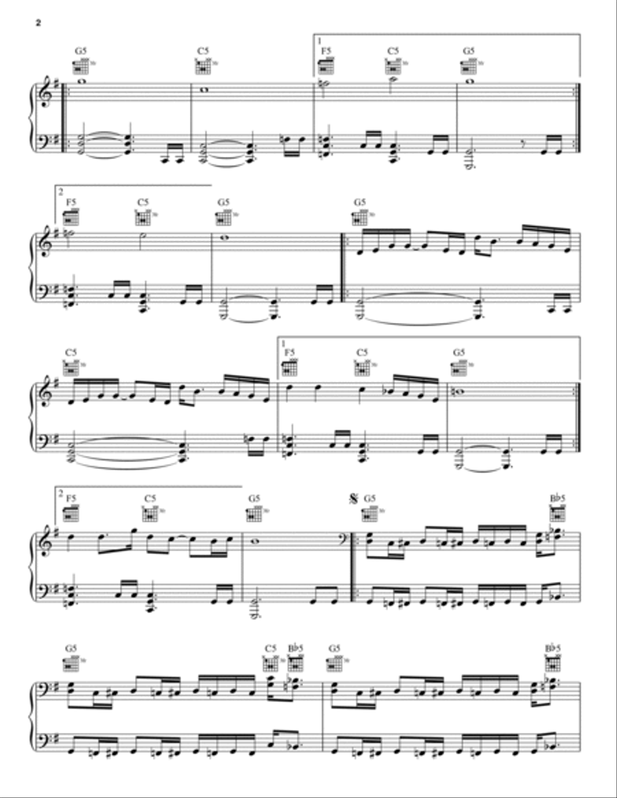 Paradise City Piano, Vocal, Guitar scores gallery preview page 2