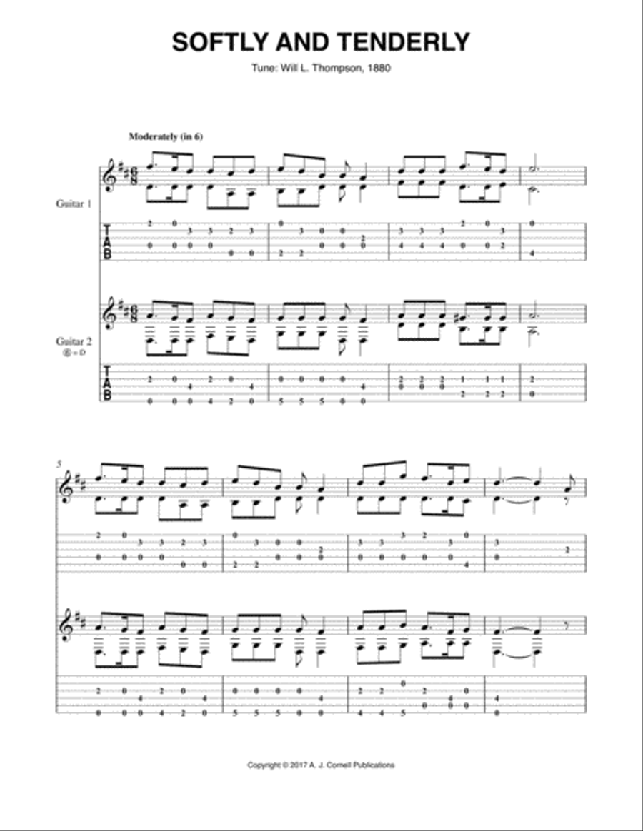Softly and Tenderly Softly and Tenderly Guitar scores gallery preview page 1