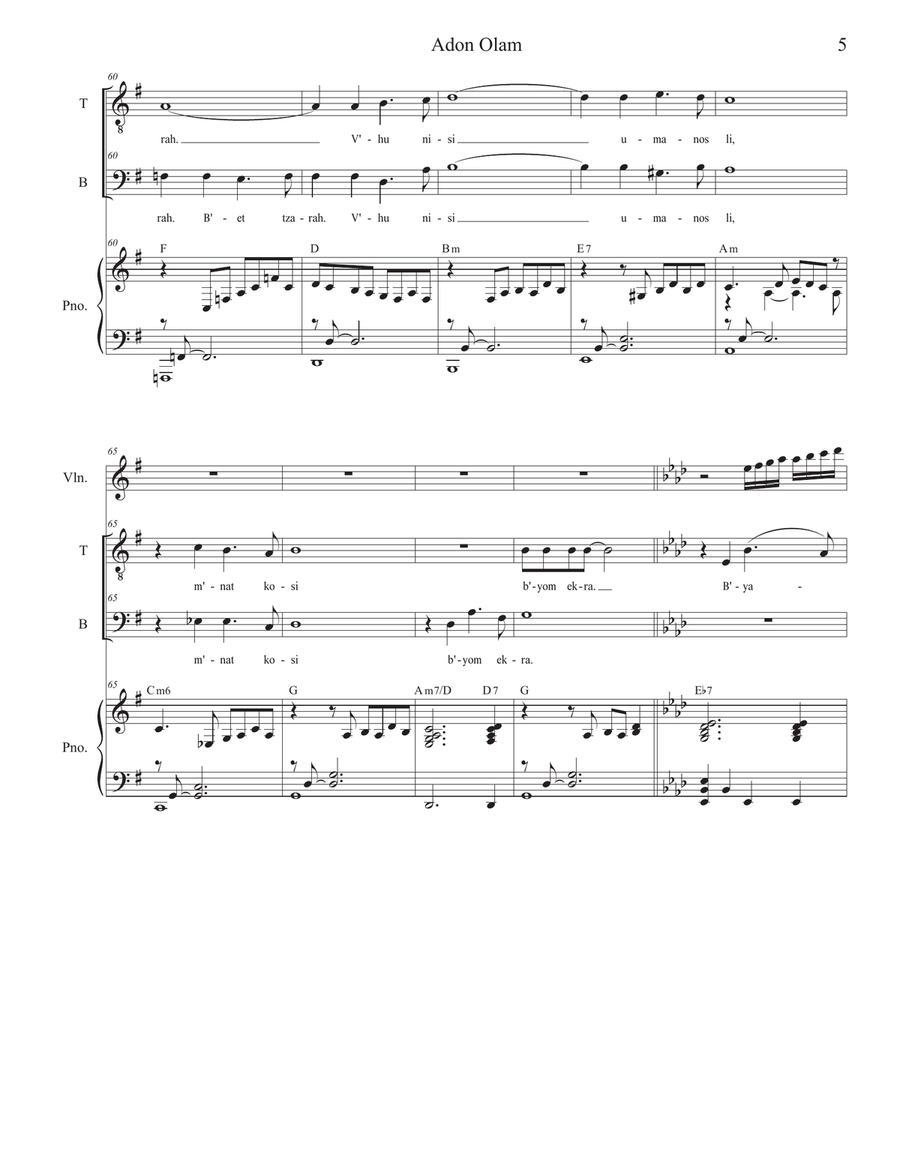 Adon Olam (2-part choir - (TB) TB scores gallery preview page 5