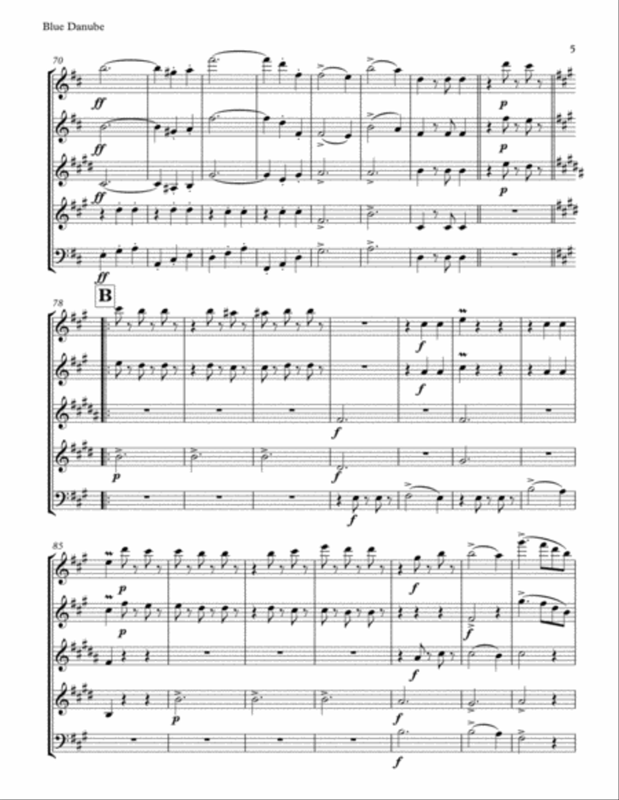 The Beautiful Blue Danube The Beautiful Blue Danube Woodwind Quintet scores gallery preview page 5