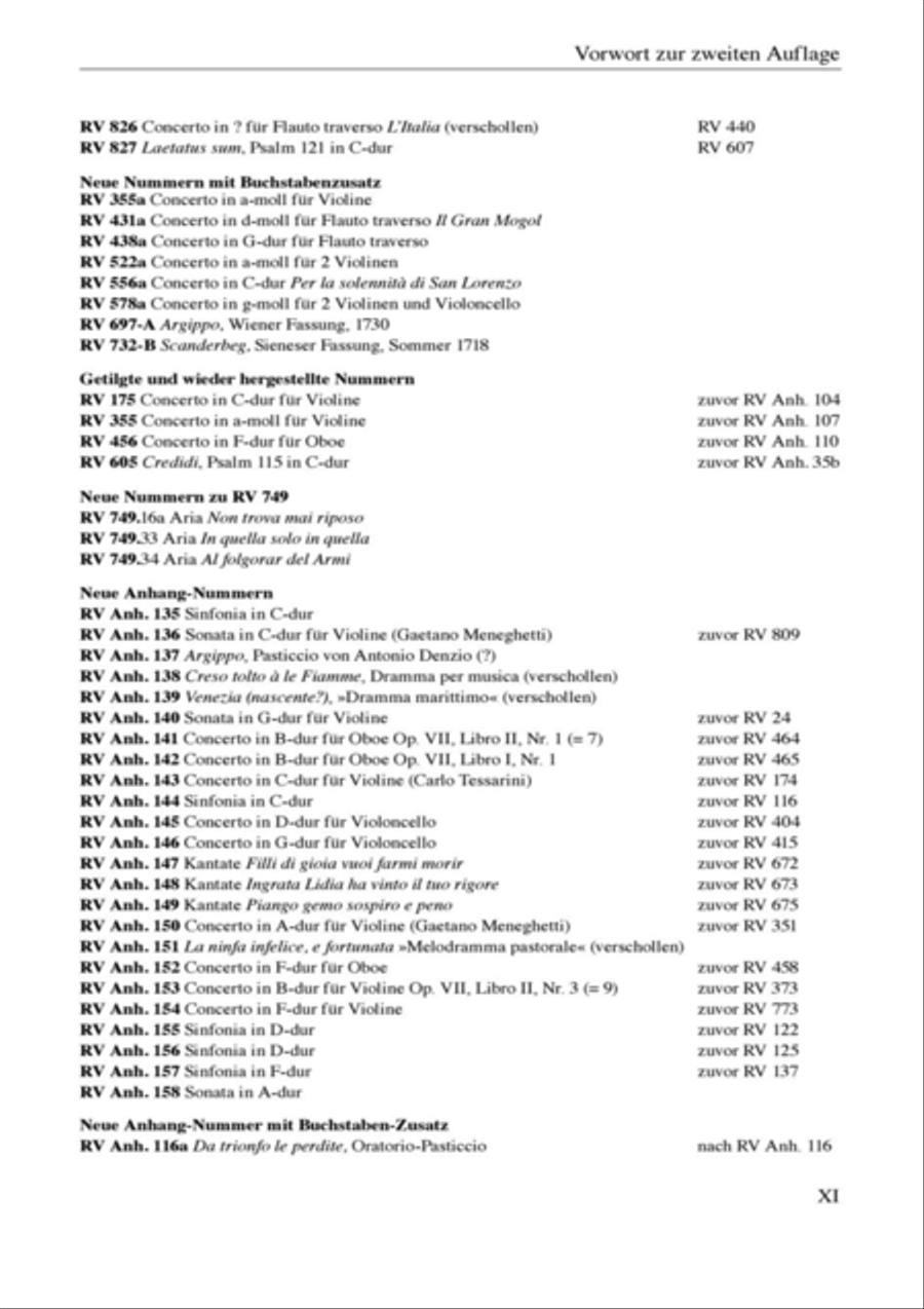 Vivaldi-Werkverzeichnis Vivaldi-Werkverzeichnis Collection / Songbook scores gallery preview page 11