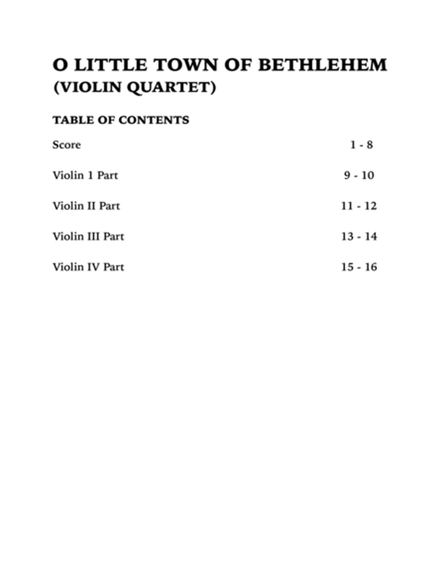 O Little Town of Bethlehem (Violin Quartet) image number null
