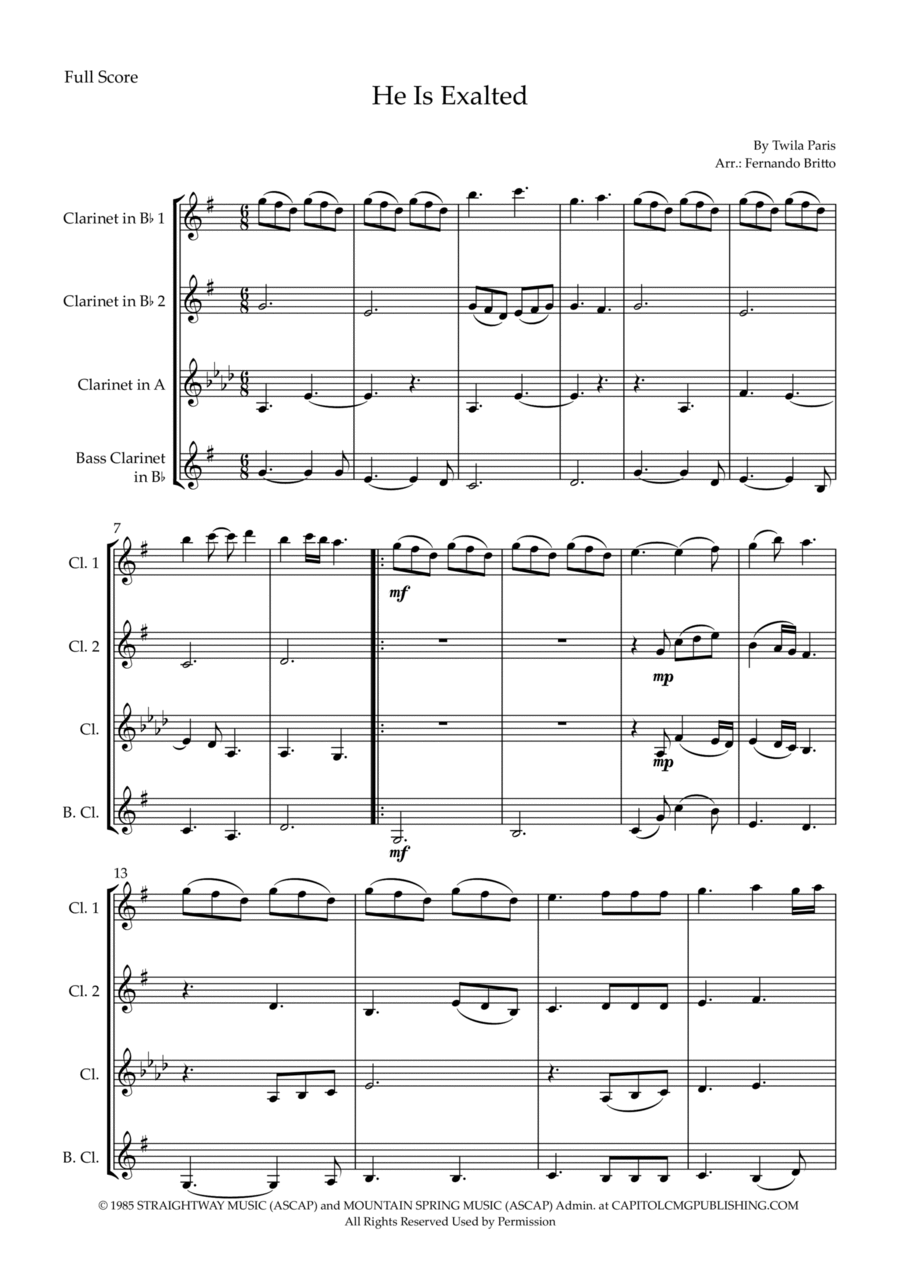 He Is Exalted Woodwind Quartet scores gallery preview page 1