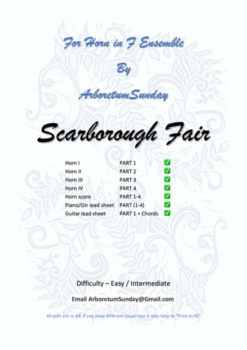 Scarborough Fair Horn in F Quartet image number null