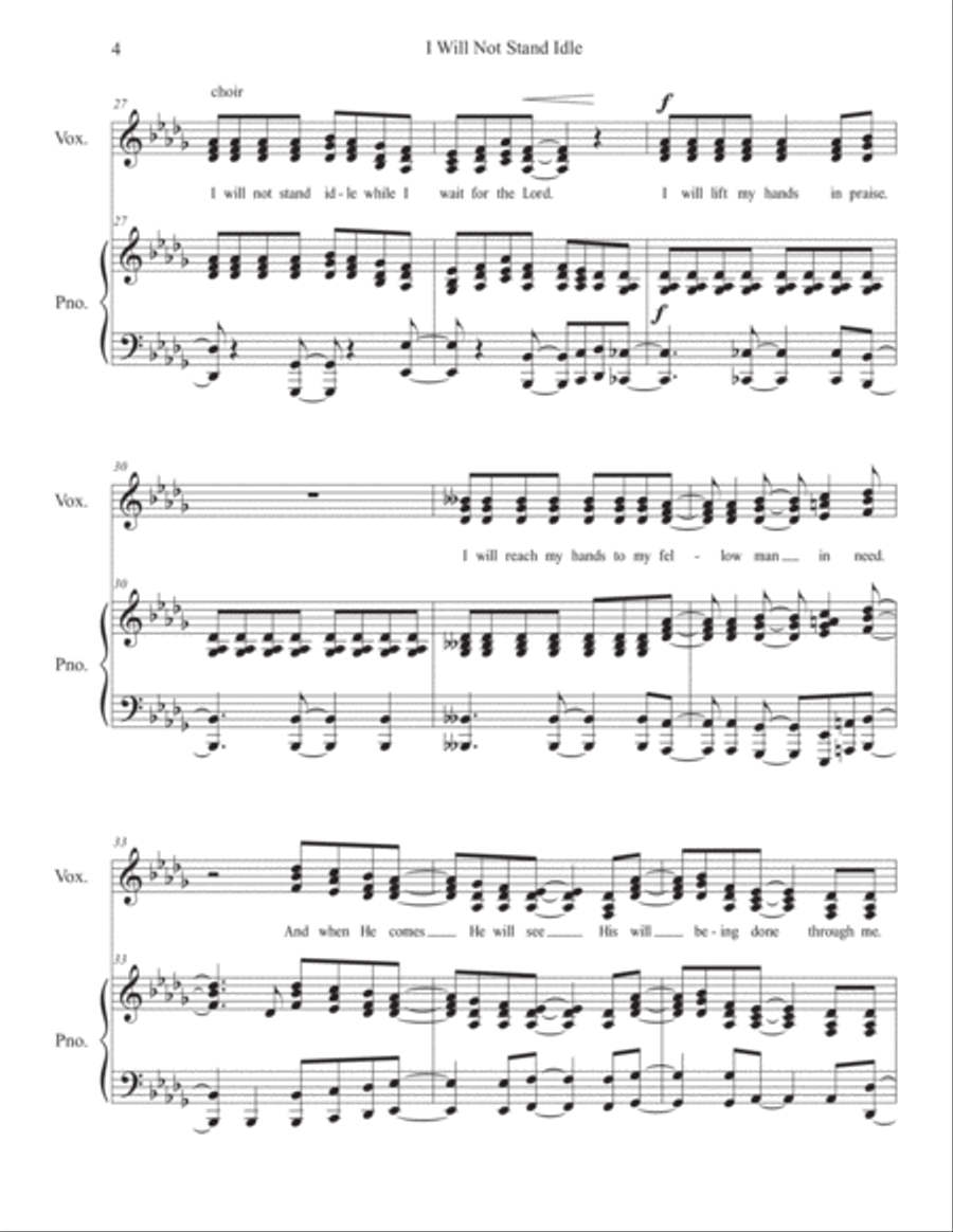 I Will Not Stand Idle (SAT, optional B) 4-Part scores gallery preview page 4