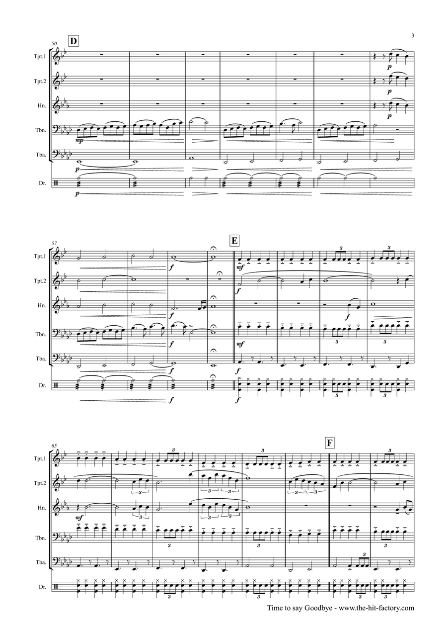 Time To Say Goodbye Brass Ensemble scores gallery preview page 3