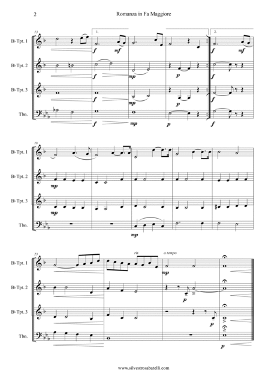 Romance in F major - Romanze in F-Dur Brass Ensemble scores gallery preview page 3