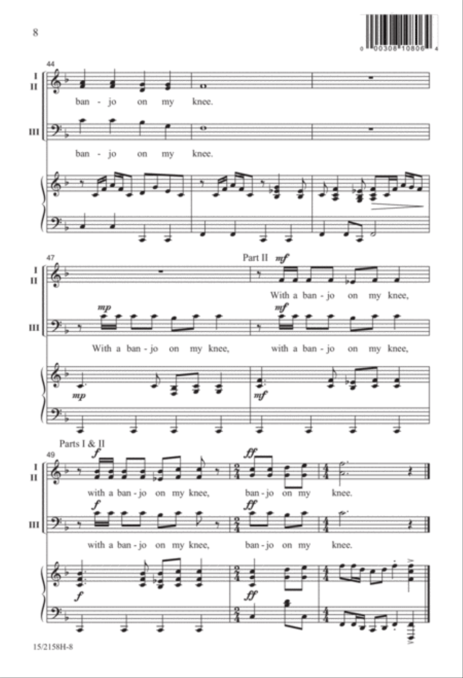 Banjo on My Knee (Oh, Susanna) 3-Part scores gallery preview page 8