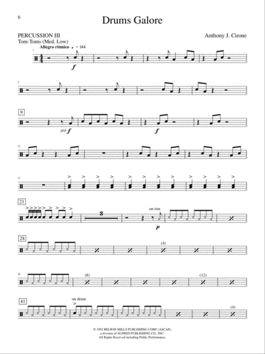 The Anthony J. Cirone Intermediate Percussion Ensemble Collection: 3rd Percussion Percussion Ensemble scores gallery preview page 6