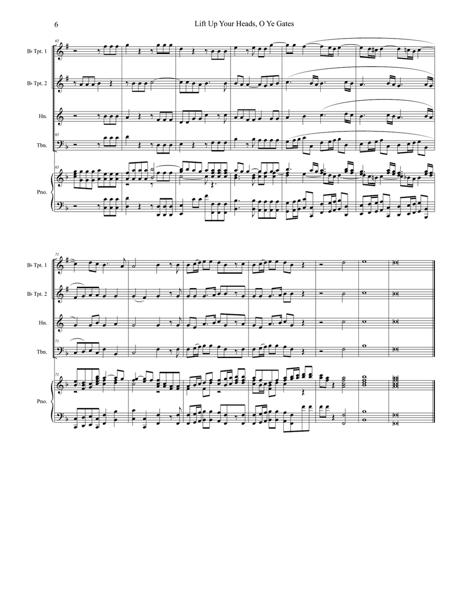 Lift Up Your Heads, O Ye Gates (Brass Quintet and Piano) Brass Quintet scores gallery preview page 6