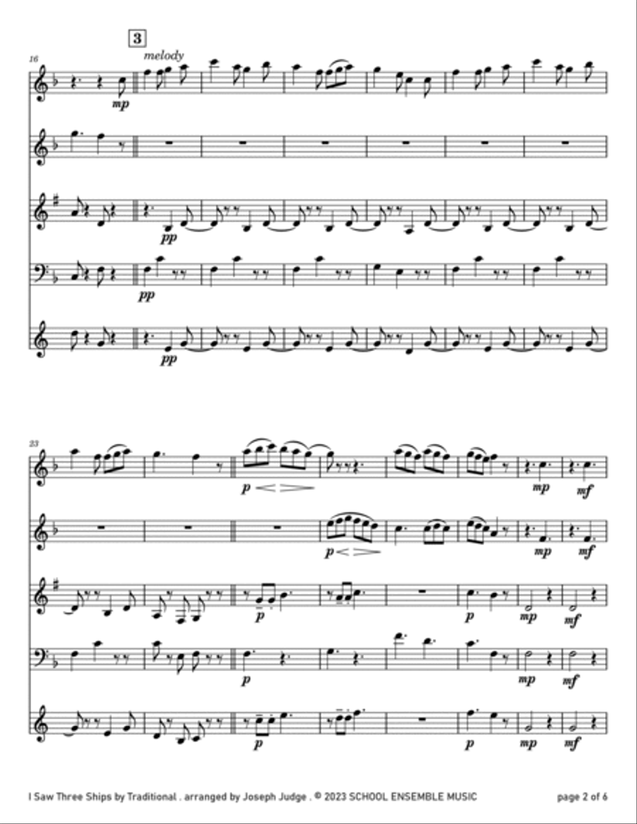 I Saw Three Ships for Woodwind Quartet in Schools Woodwind Quartet scores gallery preview page 2