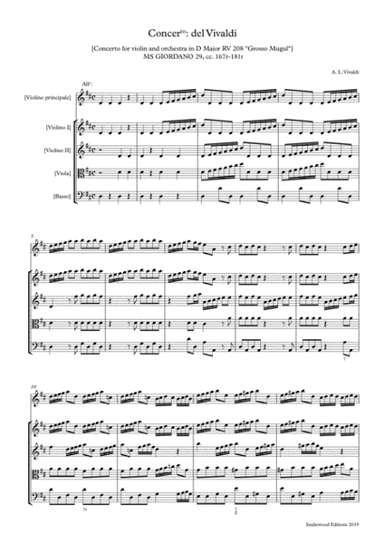 Vivaldi – Concerto in D RV 208 "Grosso Mogul" Score and parts (PDF)
