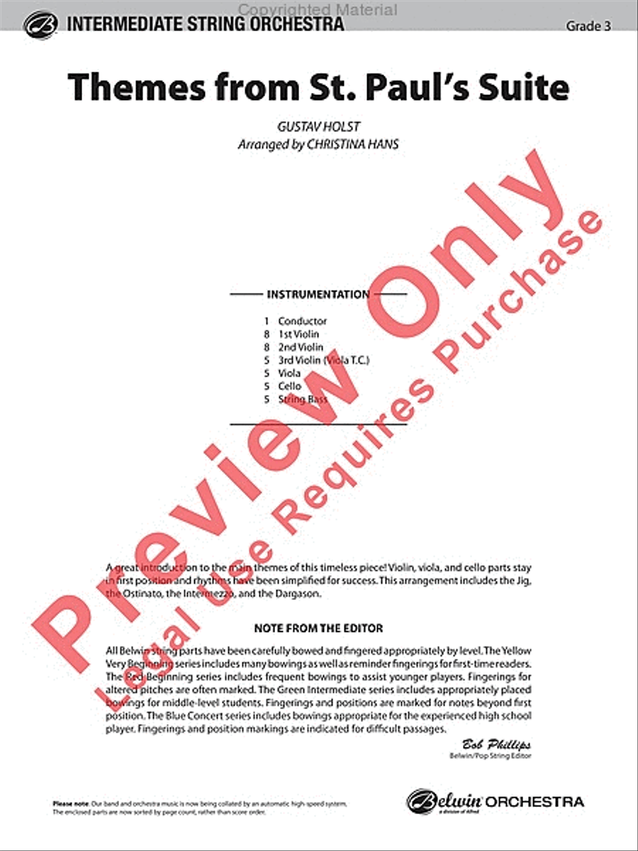 Themes from St. Paul's Suite String Orchestra scores gallery preview page 2