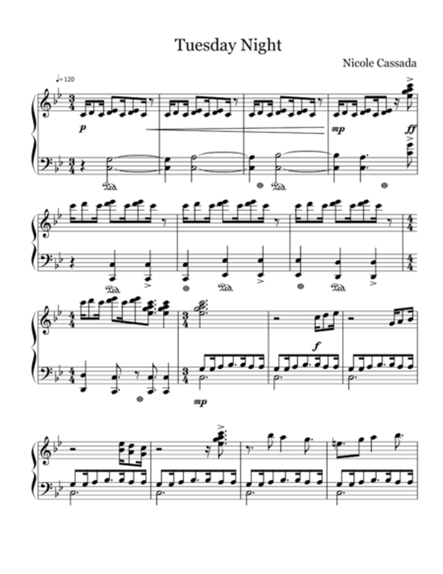 Tuesday Night Tuesday Night Piano Solo scores gallery preview page 1