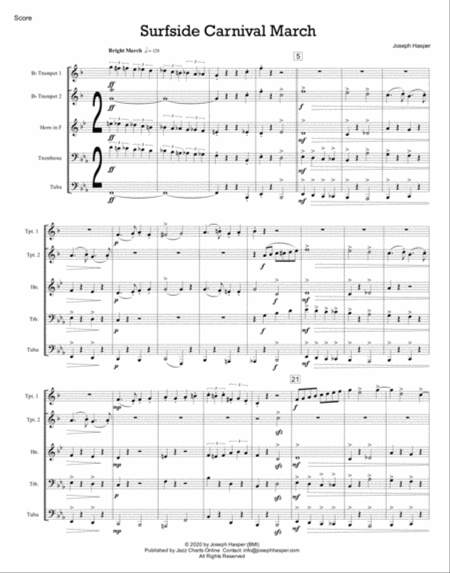 Surfside Carnival - Brass Quintet Brass Quintet scores gallery preview page 1