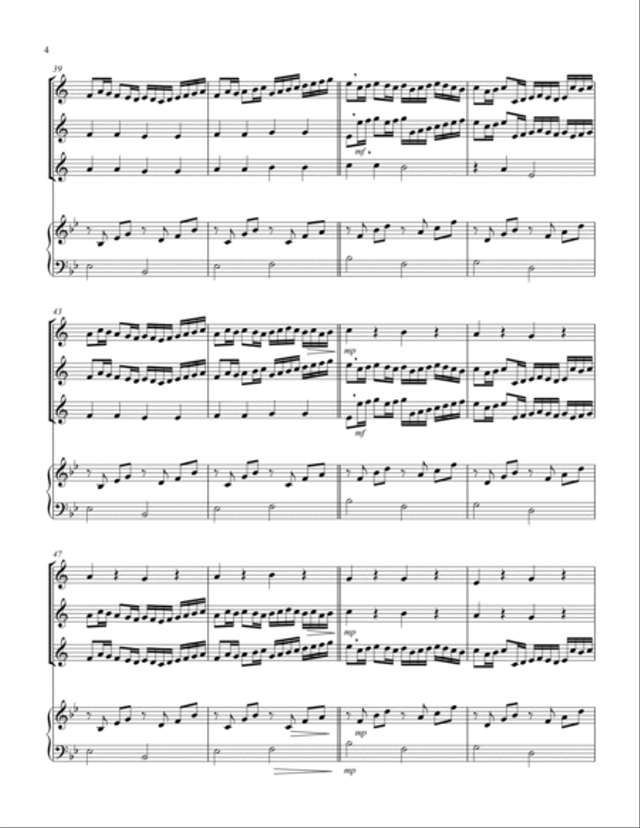 Canon (Pachelbel) (Bb) (Soprano Saxophone Trio, Keyboard) Chamber Music scores gallery preview page 4
