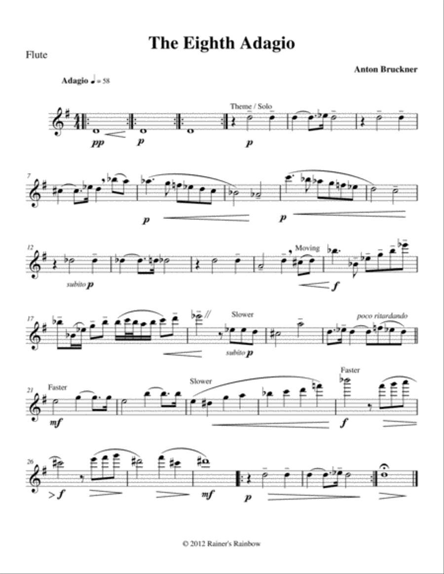 Bruckner 1887 Symphony No 8 Adagio for Woodwind Quartet Woodwind Quintet scores gallery preview page 1
