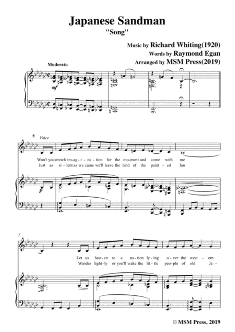 Richard Whiting-Japanese Sandman,in e flat minor,for Voice and Piano Voice Solo scores gallery preview page 3