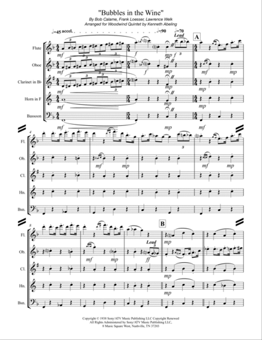 Bubbles In The Wine Woodwind Quintet scores gallery preview page 2