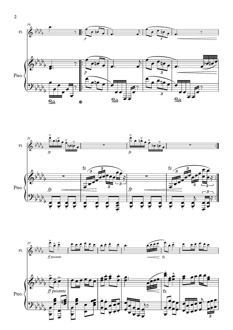 Humoresque No.8, A.Dvorak (flute and piano) Flute Solo scores gallery preview page 2