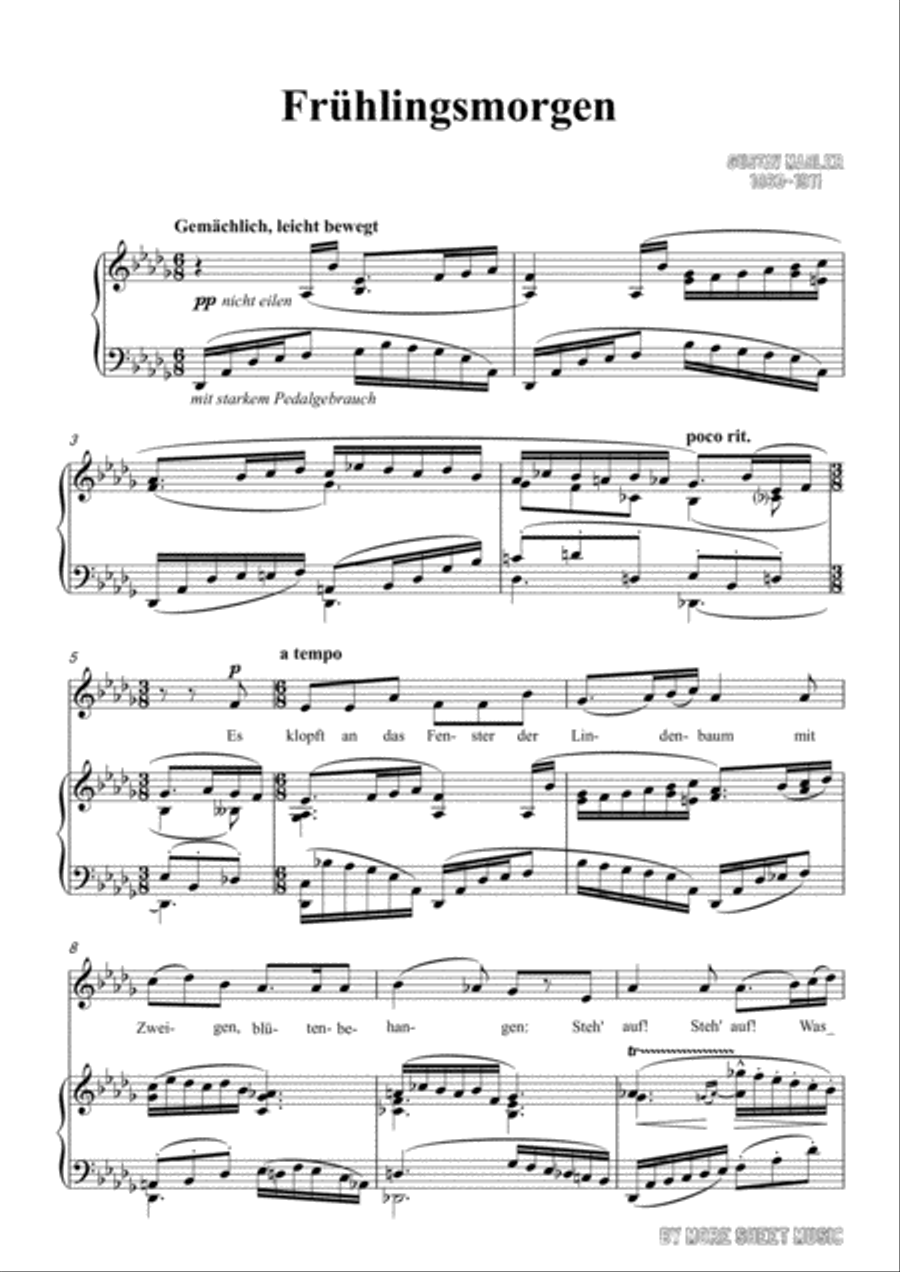 Mahler-Frühlingsmorgen in D flat Major,for Voice and Piano Voice Solo scores gallery preview page 3