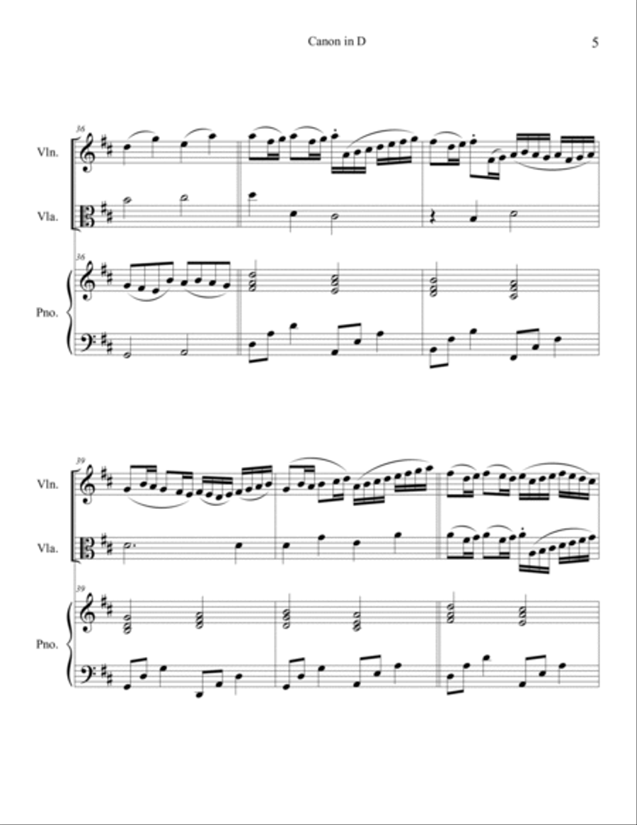Canon in D (Violin and Viola Duet with Piano Accompaniment) String Duet scores gallery preview page 5