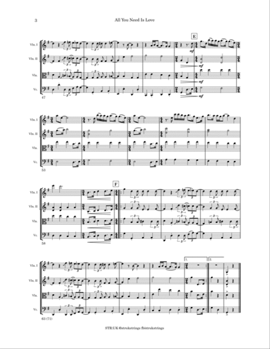 All You Need Is Love String Quartet scores gallery preview page 4